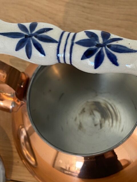 Vintage copper and ceramic kettle