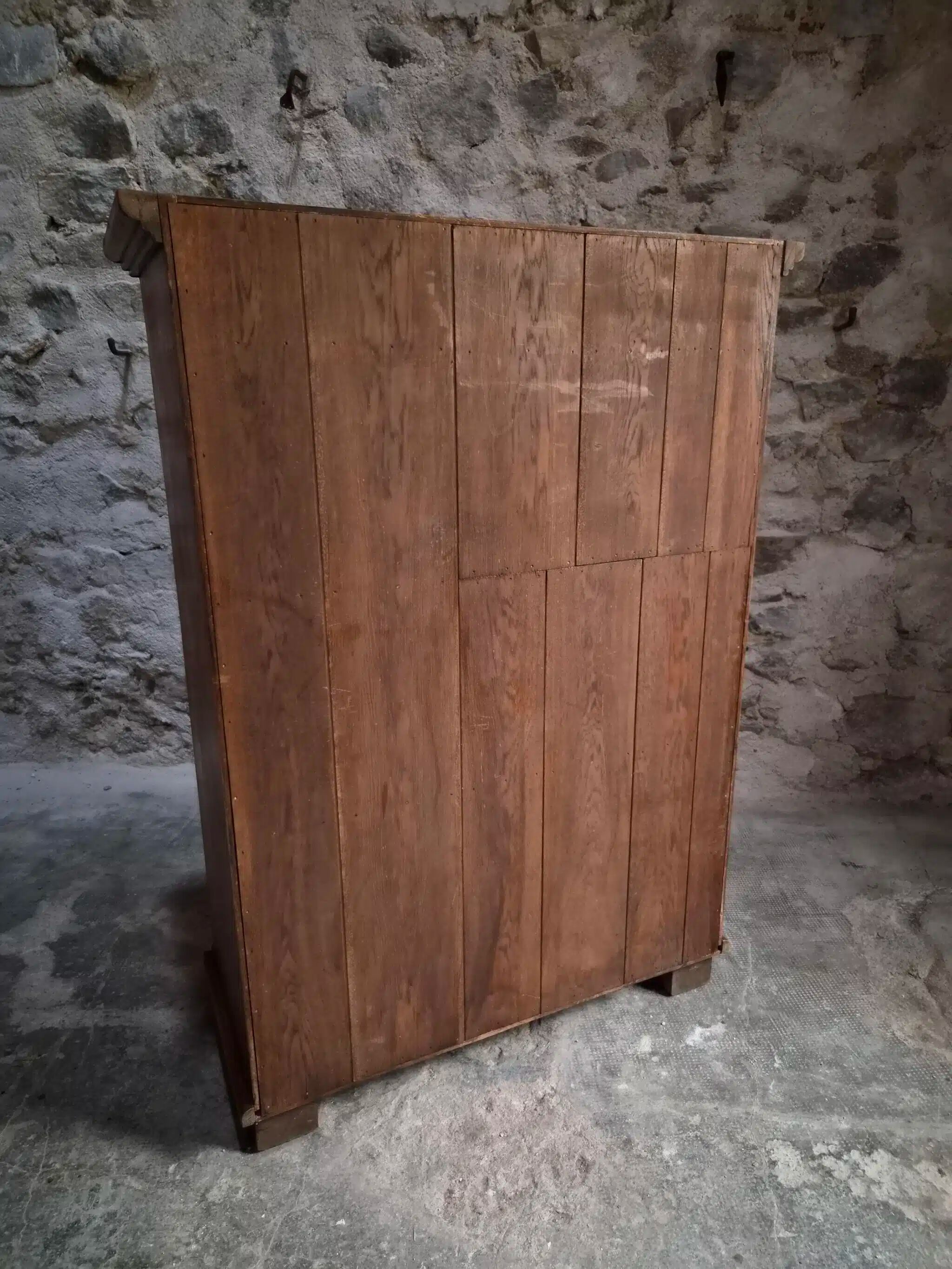 French antique oak wardrobe with one door, 18th century.
