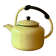 Old kettle in yellow enamelled sheet metal and Bakelite