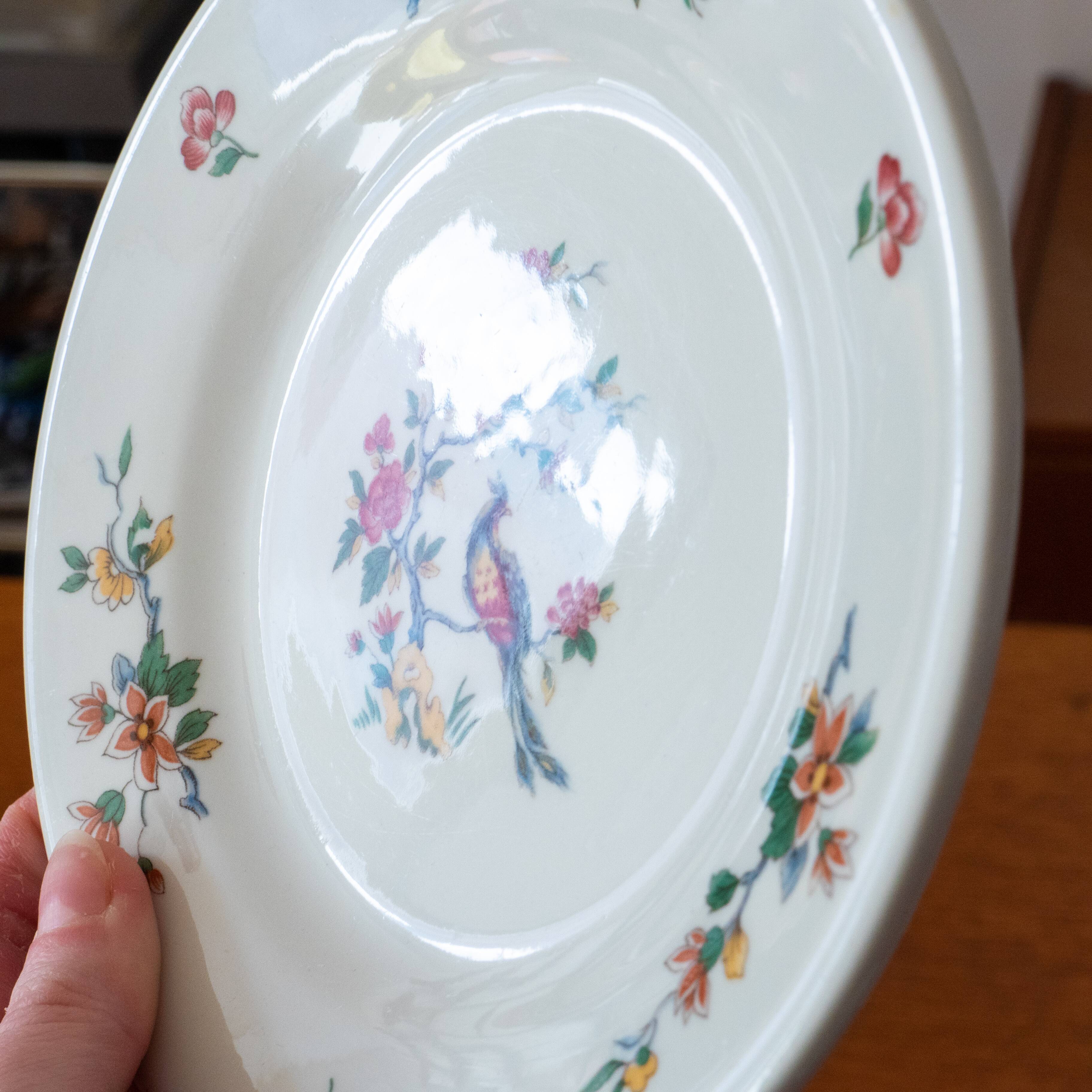 5 Sarreguemines porcelain plates bird decoration