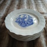 7 assiettes à dessert anciennes en Terre de fer 
