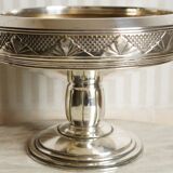 Cup or compotier on art deco pedestal in silver metal