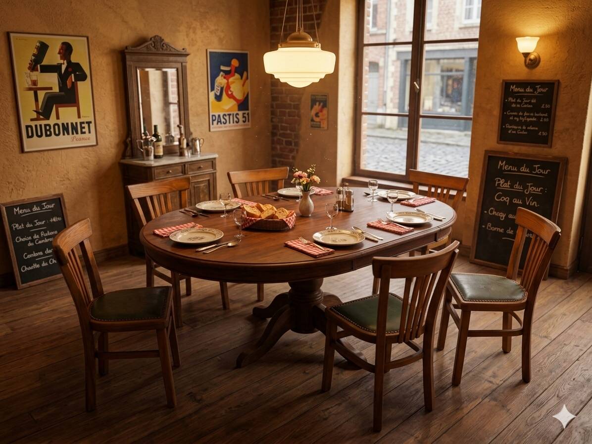 6 bistro chairs in solid oak, 1920s