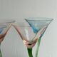 Ensemble de 4 verres à cocktail vintage aux pieds torsadés verts