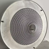 Vintage ceiling lamp in metal and pressed molded glass, France 1970