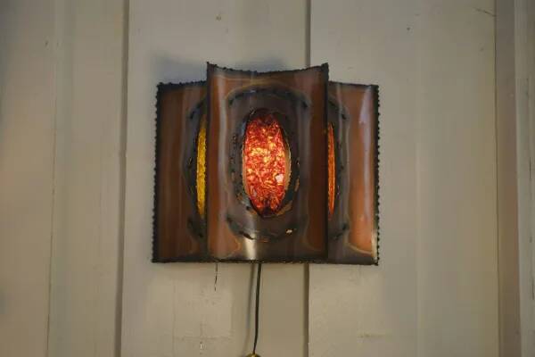 Accolay copper and resin wall light, 1950s