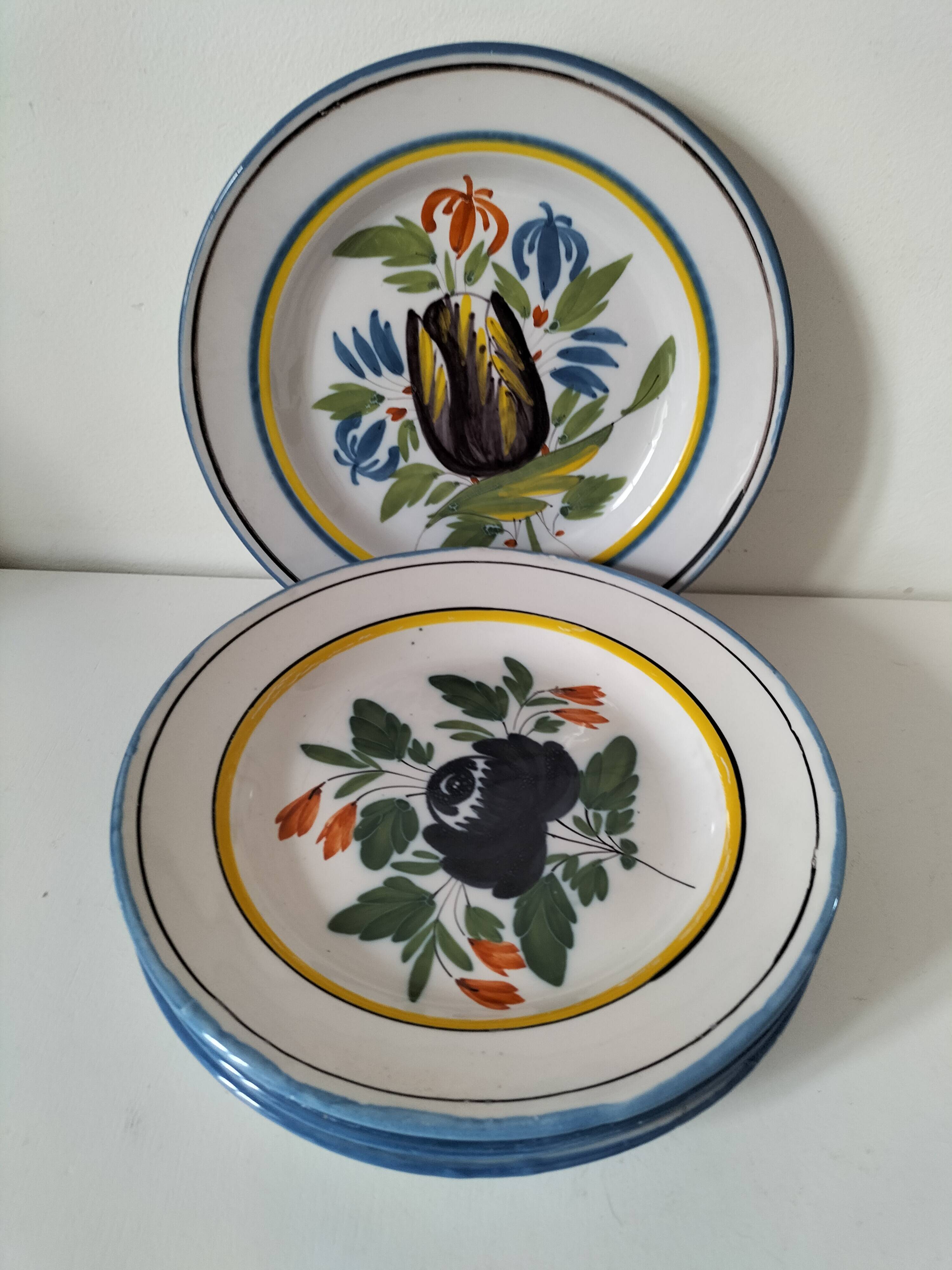 6 earthenware plates from the East - vintage 1960s