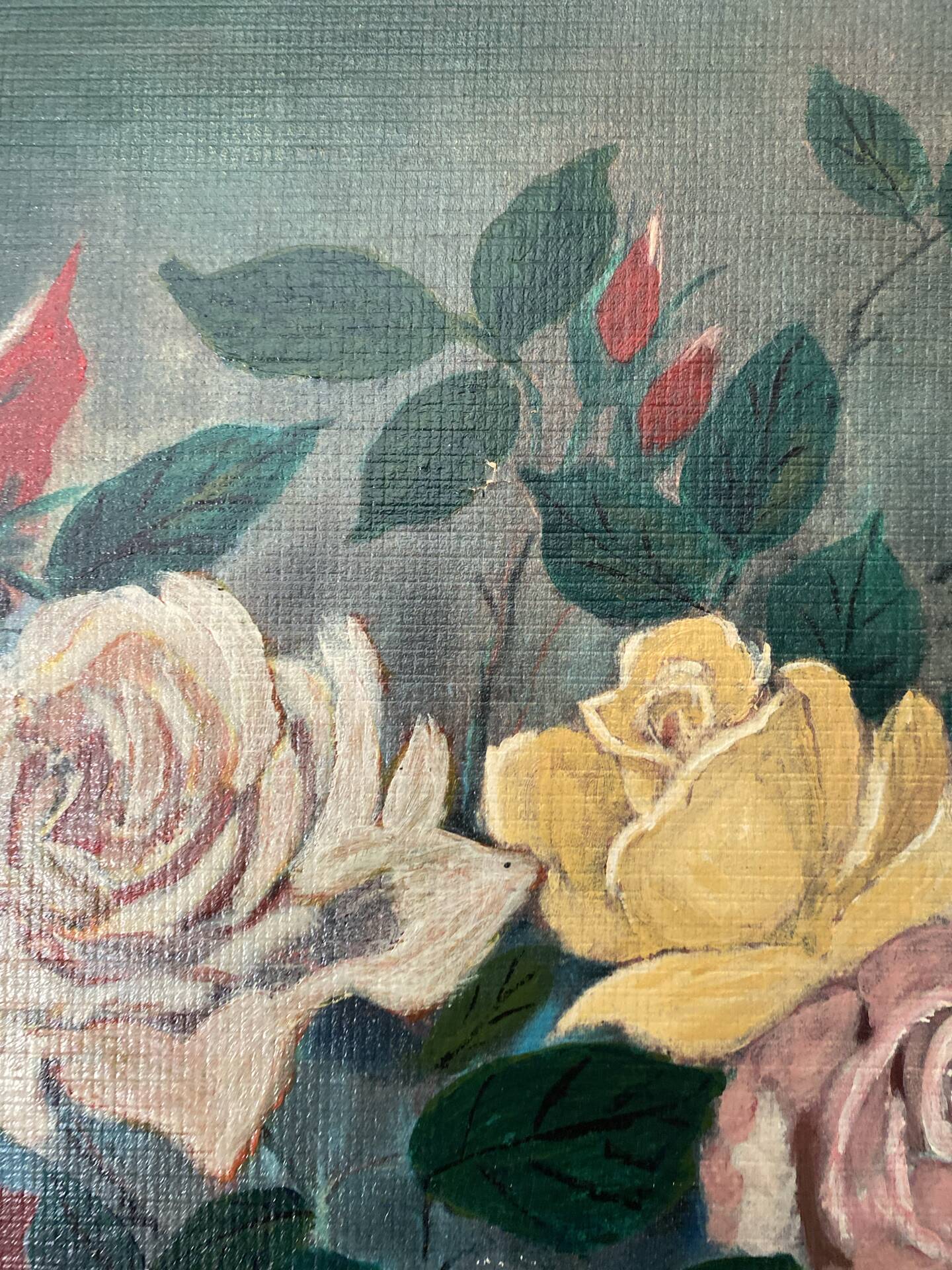 Old Painting "Still Life with Roses" – 1950