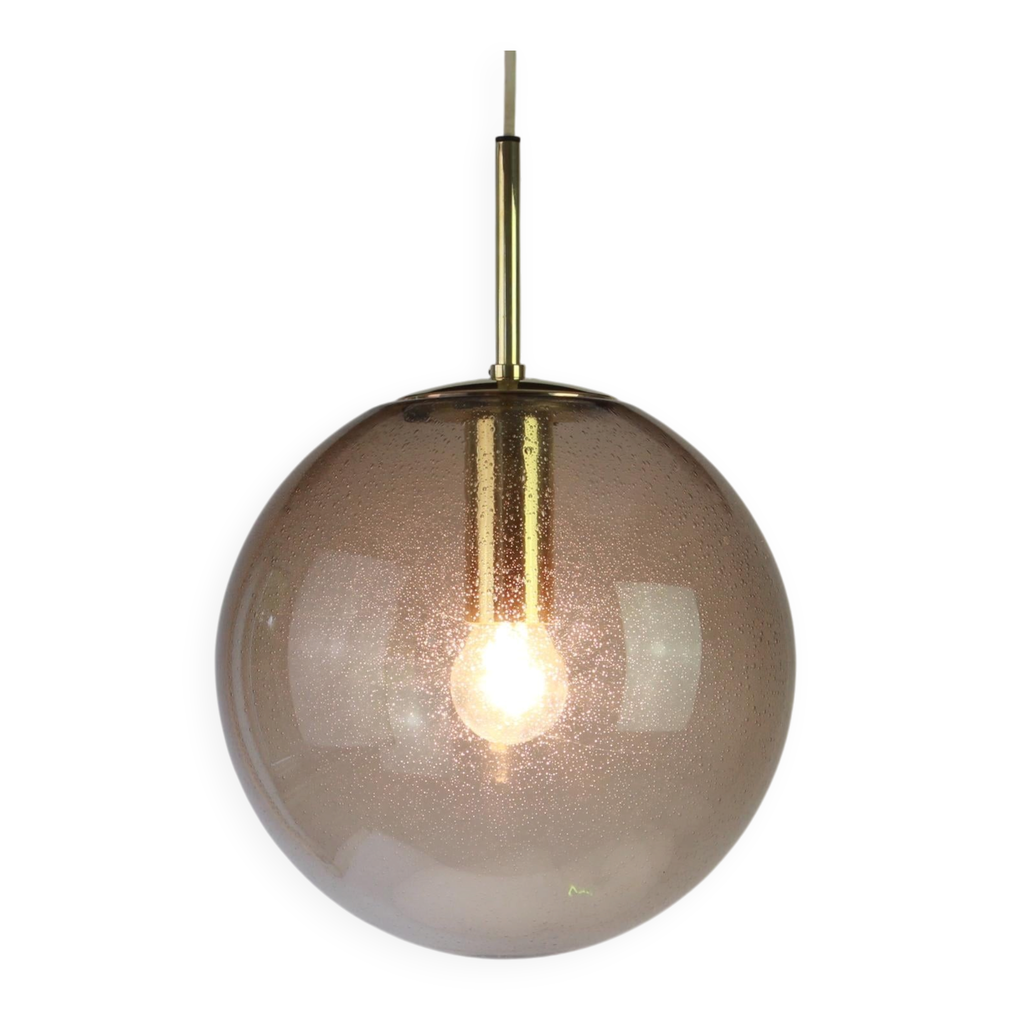 Limburg pendant light with smoked glass ball, Germany, 1970s