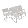 Set of 6 mid century modern white cane dining chairs