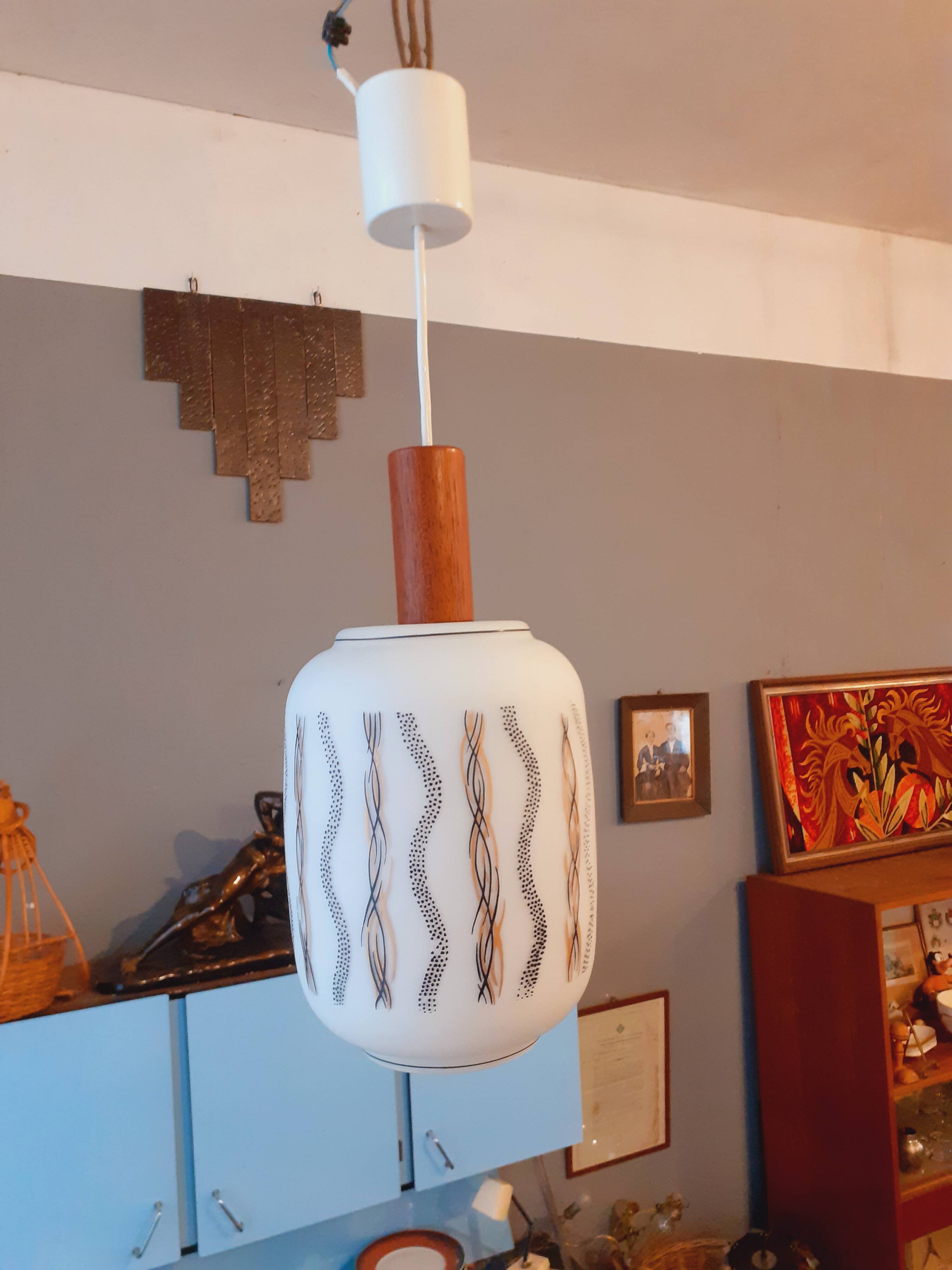 Opaline ceiling light from the 1960s.