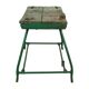 Établi industriel vert unique en bois et métal, 160 cm