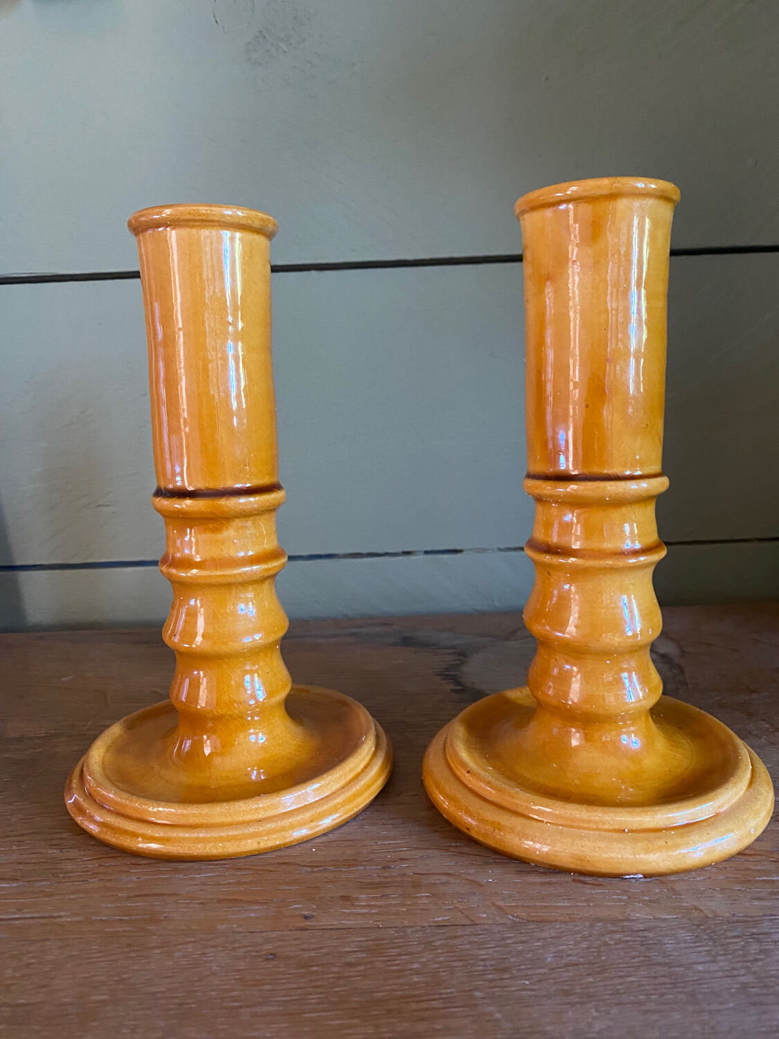 Pair of ceramic candle holders from Biot