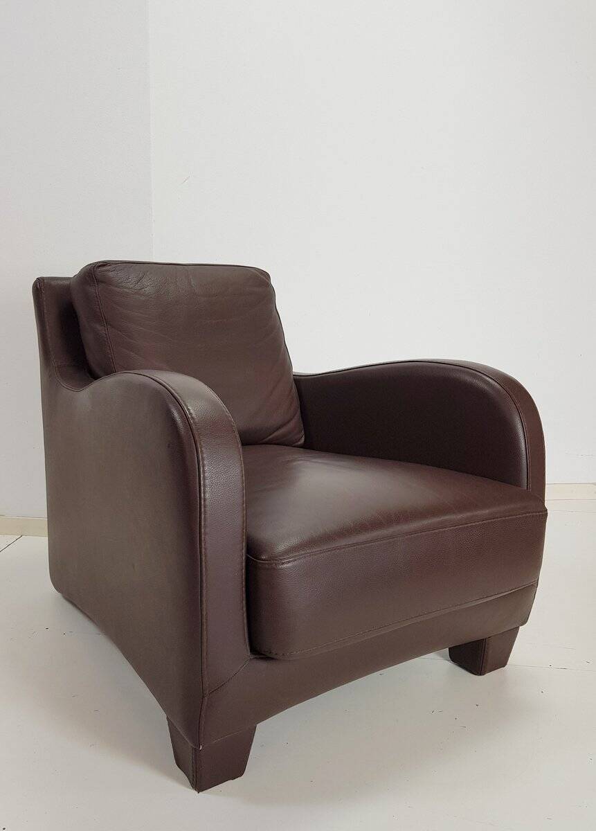 Modern Brown Leather Armchair from Musa Design, Italy, 1990s