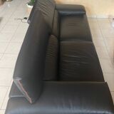 Roche Bobois black leather sofa