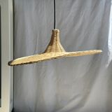 Small suspension, rattan luminaire in hat shape D:60cm