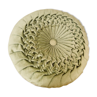 Folded velvet round cushion
