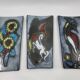 Enamel Triptych Flora & Fauna Vintage 1950