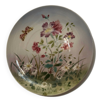 Large old Sarreguemines flowered dish