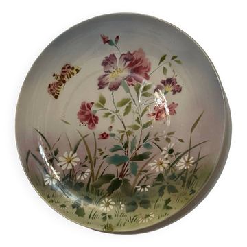 Grand plat fleuri Sarreguemines ancien