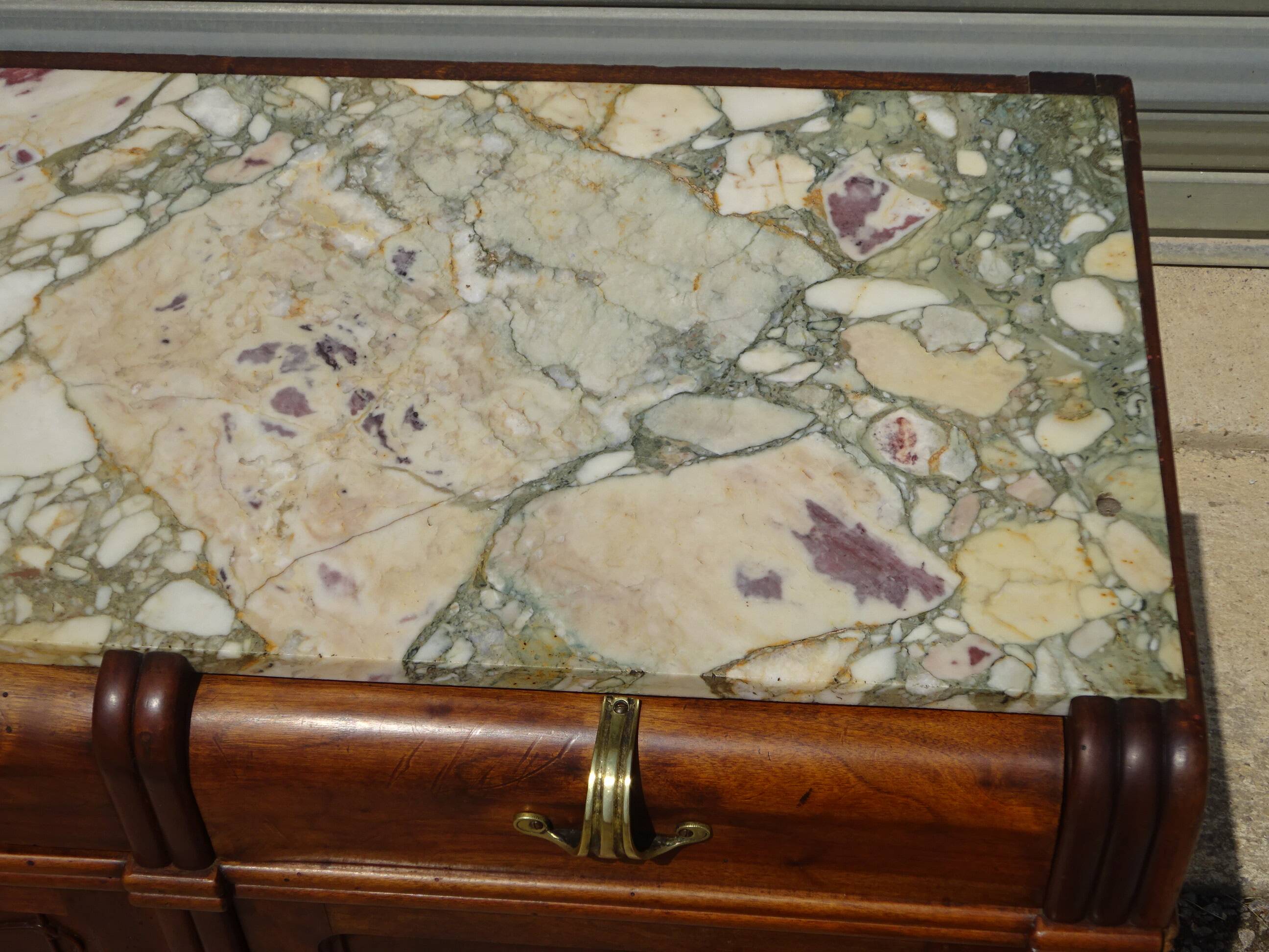 Art Deco sideboard in walnut with a marble top