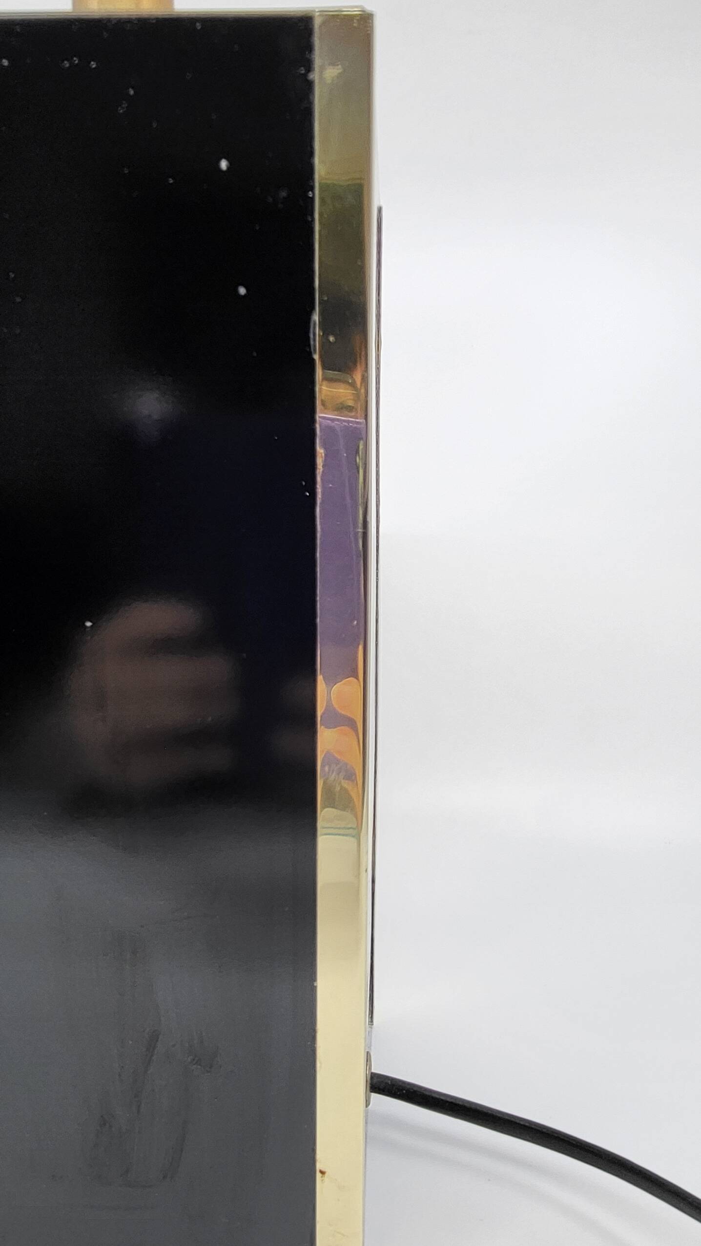 Executive table lamp, black and gold, Italian design 1970