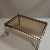 Aluminium coffee table with smoked glass by Georges Ciancimino, 1970.