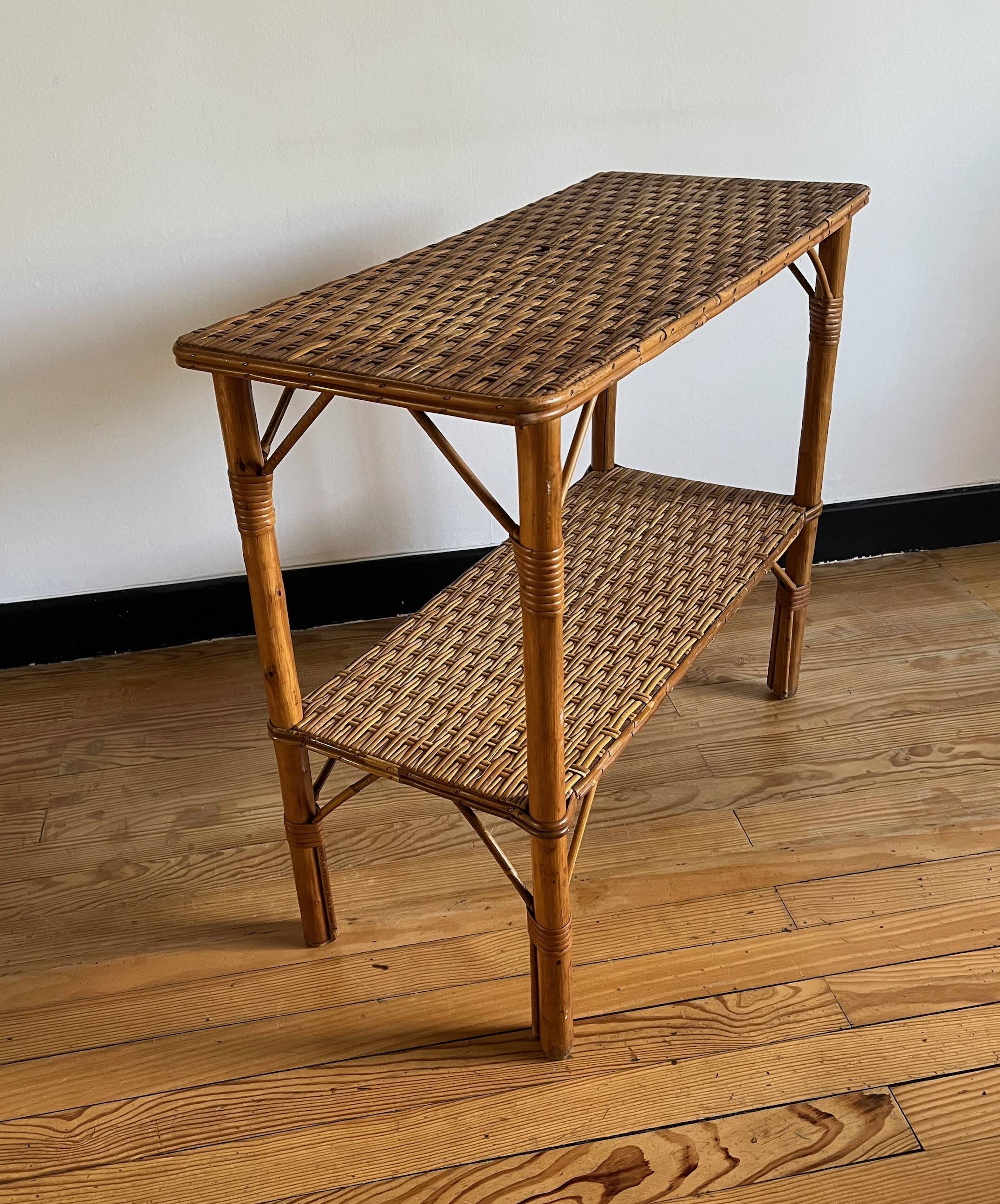 Vintage rattan shelf, console