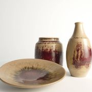 Unique Oxblood Glazed Stoneware Pieces, By Henning Nilsson, Set of 3