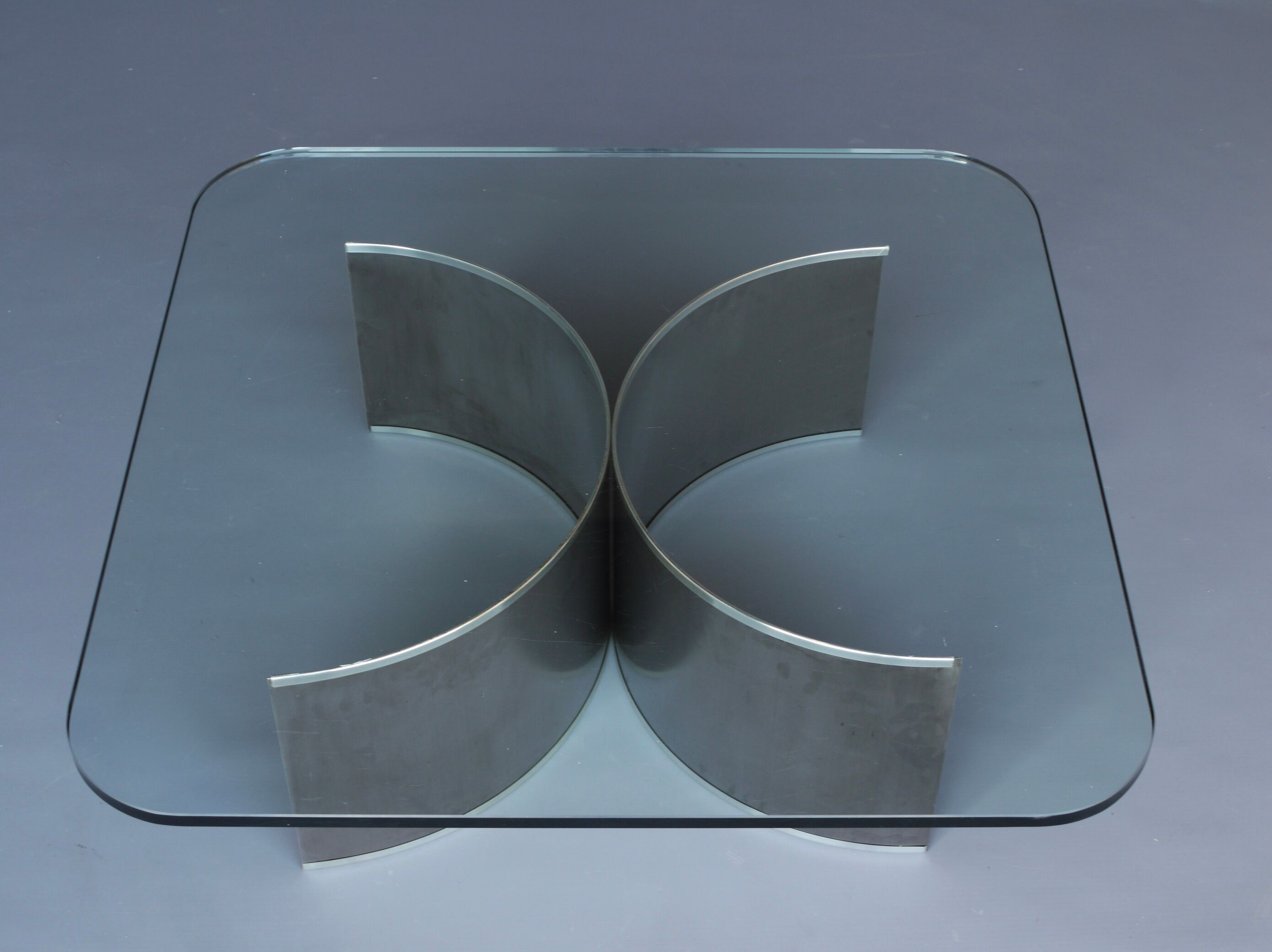 Stainless steel and glass coffee table, 1970s