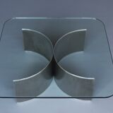 Stainless steel and glass coffee table, 1970s
