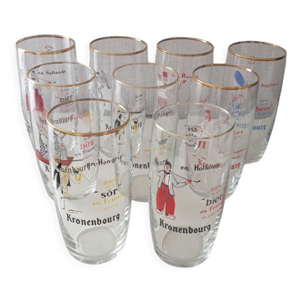 Lot 9 verres à bière vintage