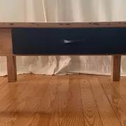 antique wooden coffee table with a patina