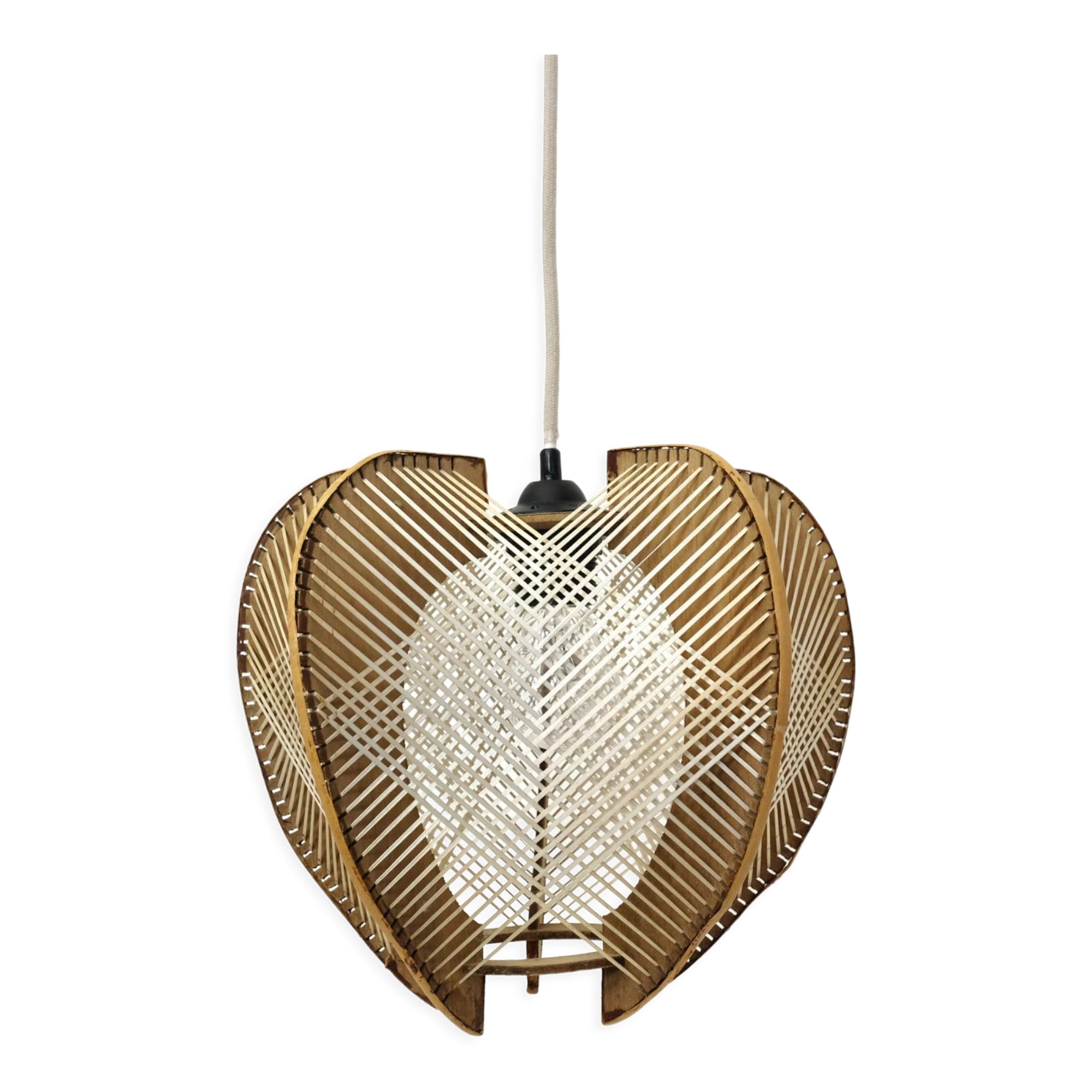 Suspension fil et bois des années 60-70