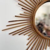 Vintage rattan sun mirror