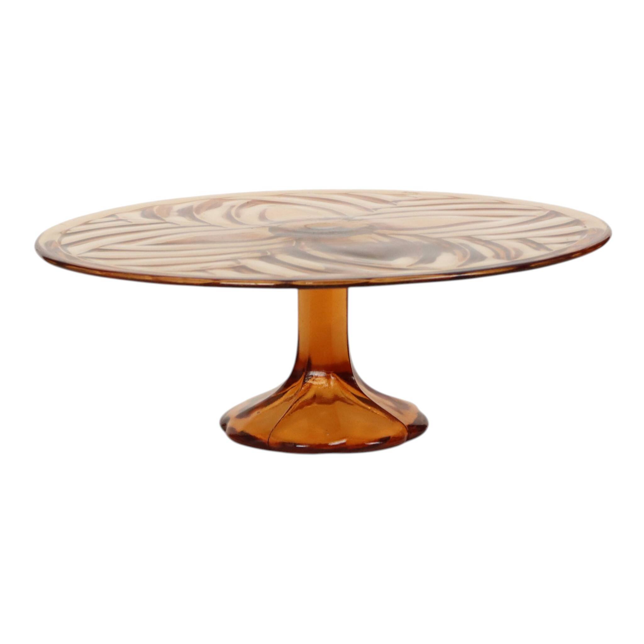 Orange Amber Art Deco Cake Plate Pastry Dish Val Saint Lambert