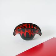 Vide-poche en céramique noir et rouge style Vallauris 1970