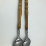 Anciens couverts à salade en bois vintage