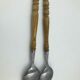 Old vintage wooden salad cutlery