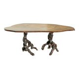Brutalist coffee table in walnut and vine stocks