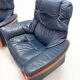 Ekornes Stressless — Pair of Adjustable Swivel Armchairs — Blue Leather