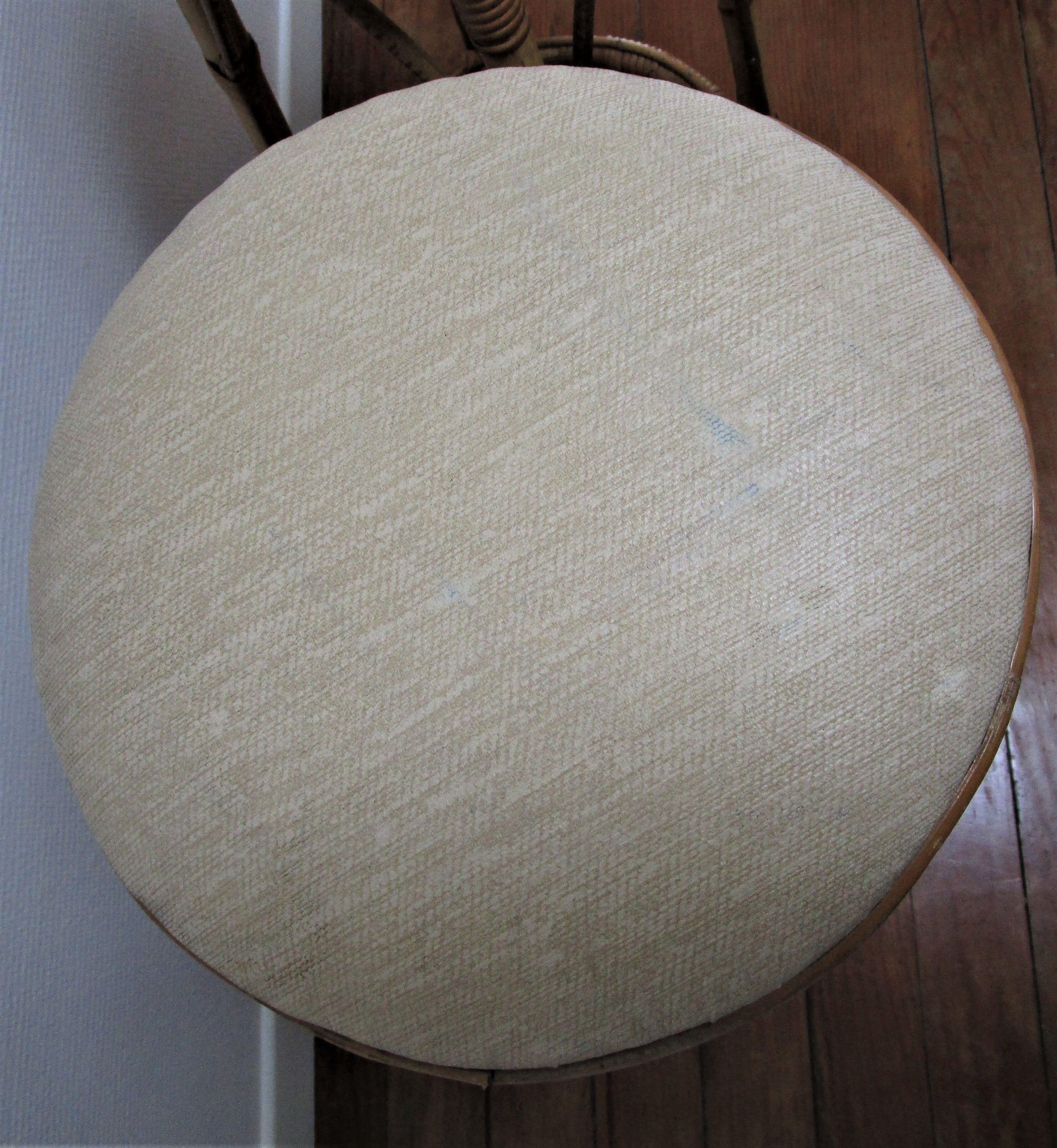 Pair of rattan bar stools and vintage bamboo