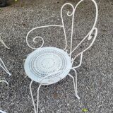 Old wrought iron garden furniture 3 armchairs + 1 table