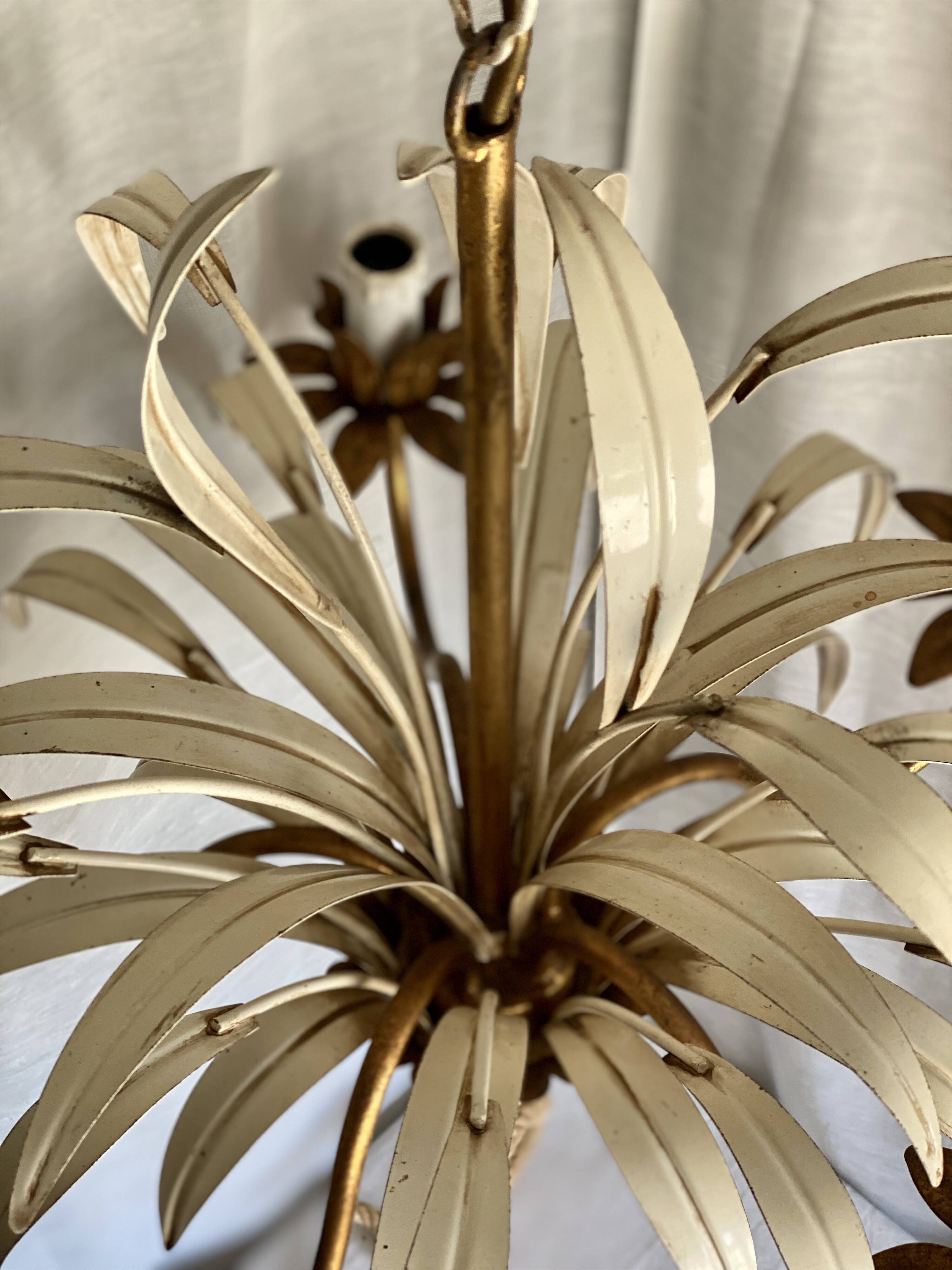 Lustre Leaves and Flowers lacquered and gilded Vintage 1960