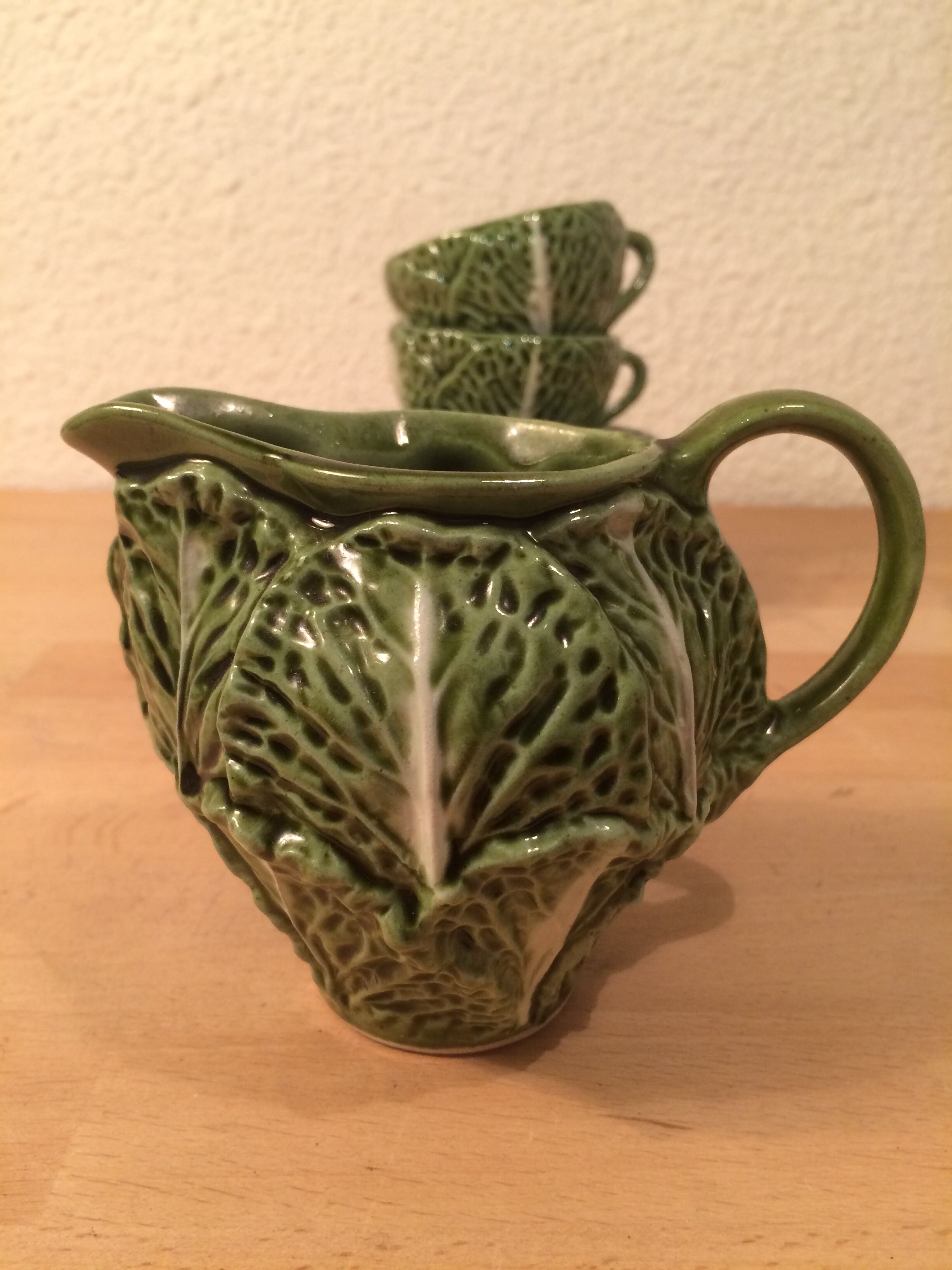 Ceramic cabbage tea set 4 cups teapot milk pot