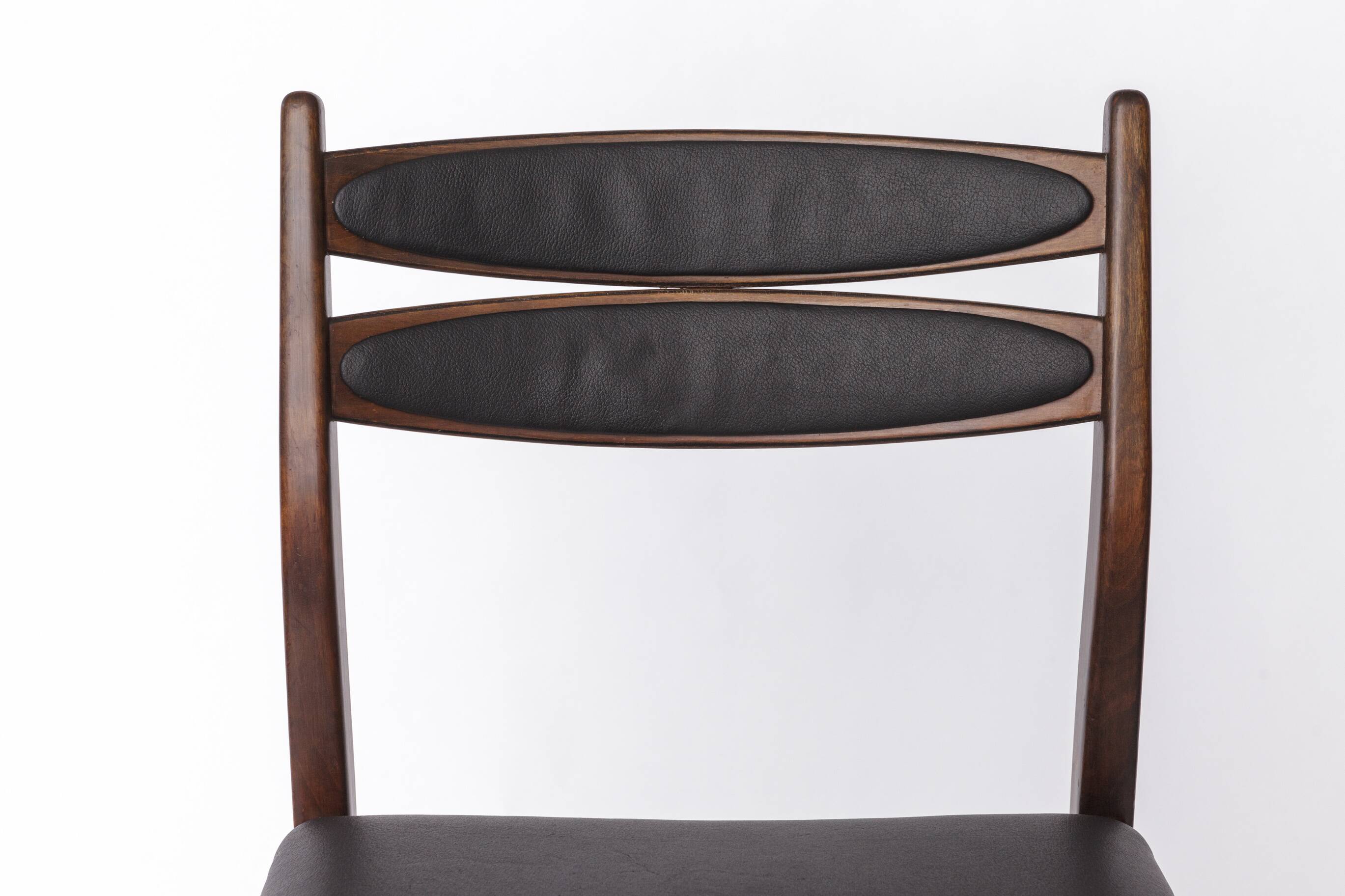 Set of 4 Vintage Teak Dining Chairs, 1960s German Mid-Century Modern, Black