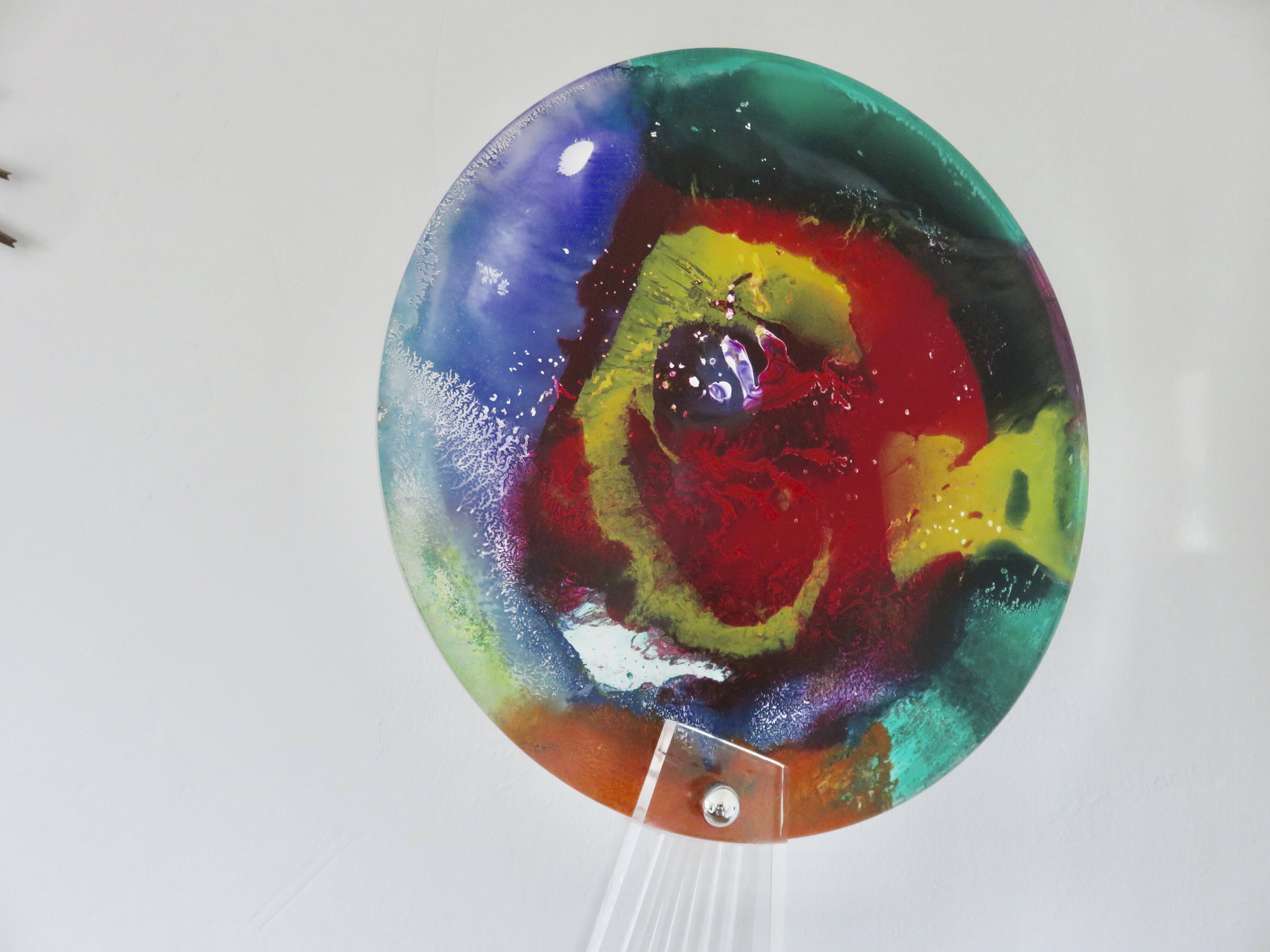 Contemporary sculpture, signed, in plexiglass and lucite, 1980s