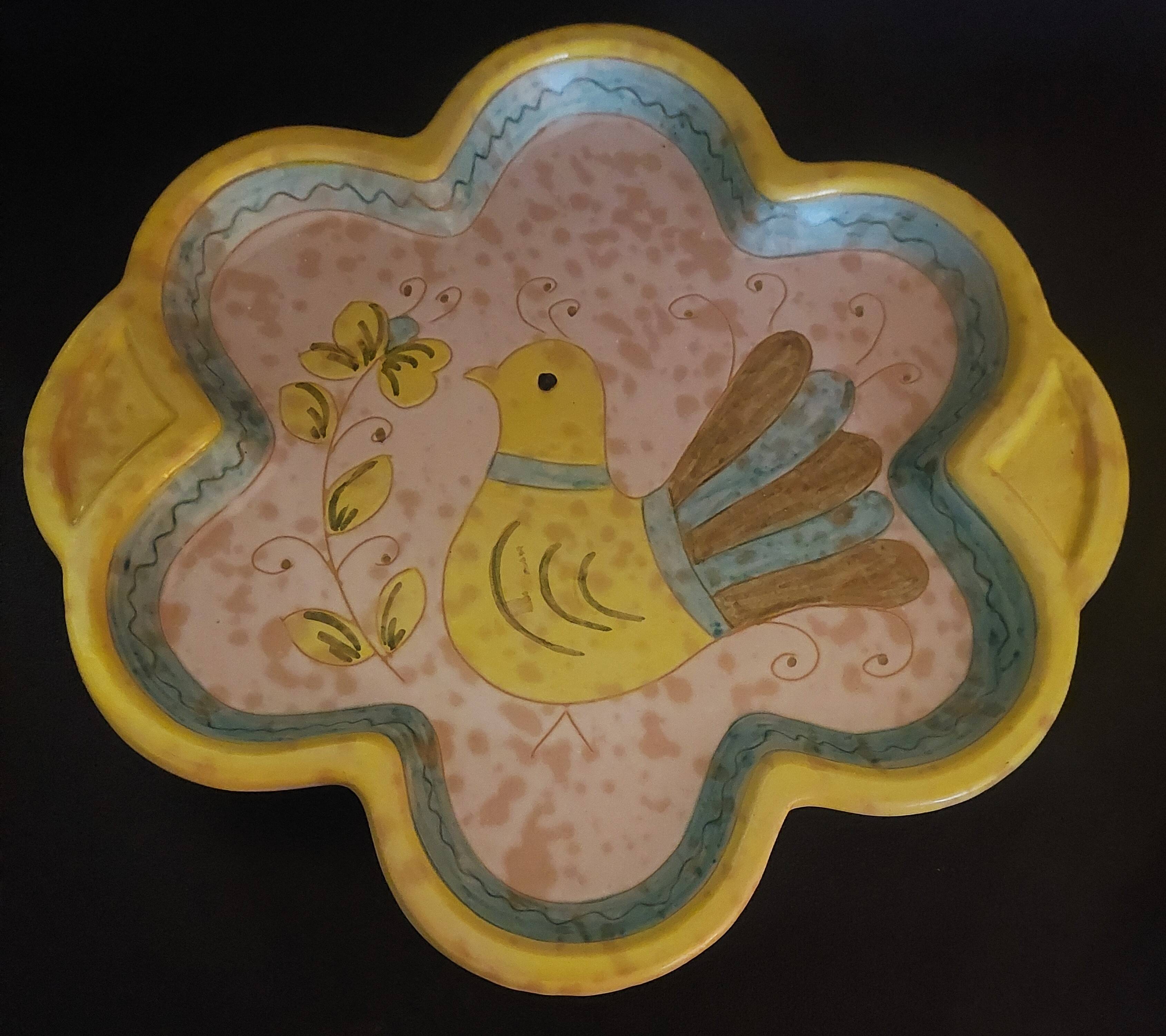 Hand decorated stoneware coffee service Sardinia Italy 20th century