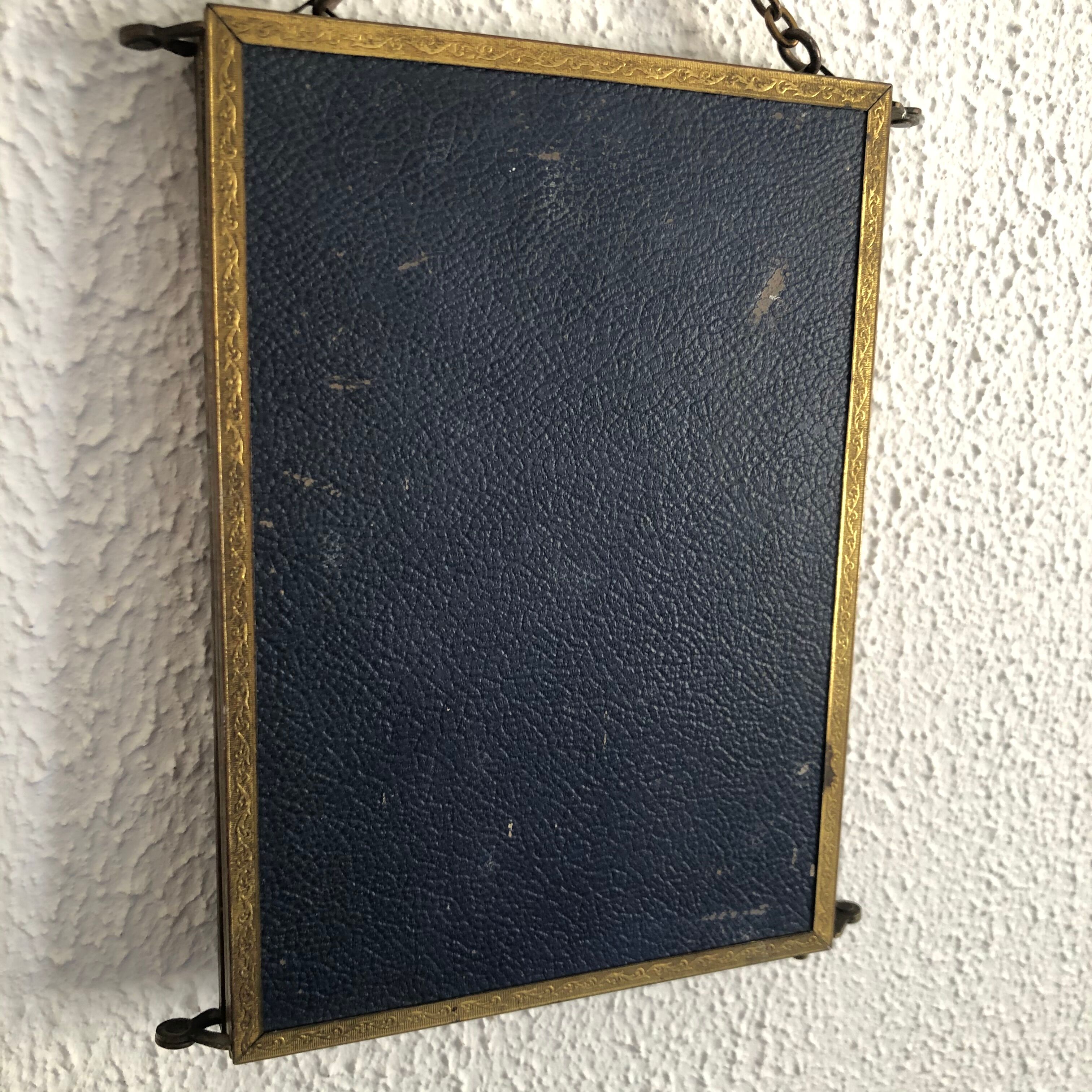 Vintage brass bevelled triptych mirror 1900 - 21 x 49 cm