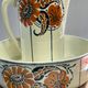 Antique bowl and basin from Saint-Amand, decorated earthenware, 1920s
